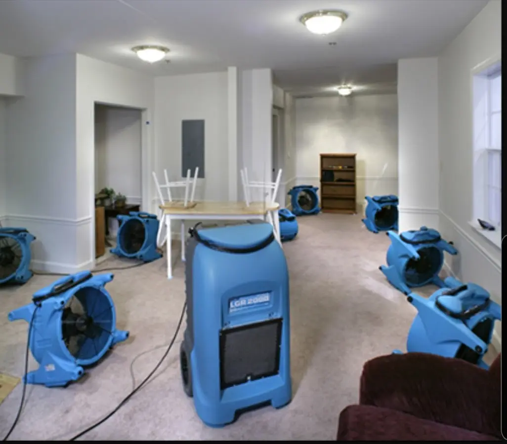 Air movers and dehumidifier setup for Water Extraction & Removal in Minnetrista